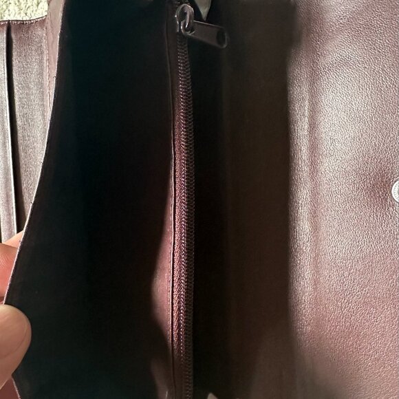 DKNY LARGE LEATHER WALLET MULTI POCKETS BROWN - Picture 4 of 7